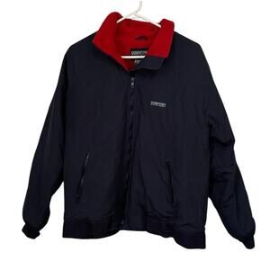 VTG Lands End Navy Full Zip Squall Jacket Womens Sz M 10-12 Fleece Lining READ